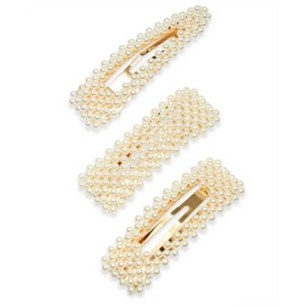 Inc Hair Clips Gold-Tone 3-Pc. Imitation Pearl 3" New in with tag. Retail $29.50